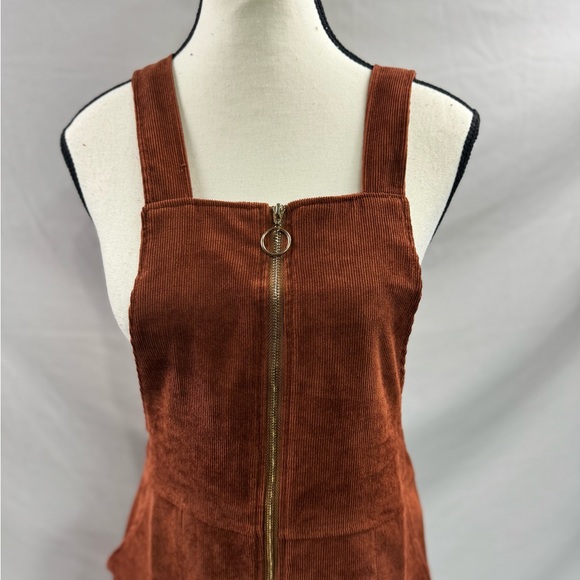 Zip Up Corduroy Overall Dress Rust - Picture 7 of 9